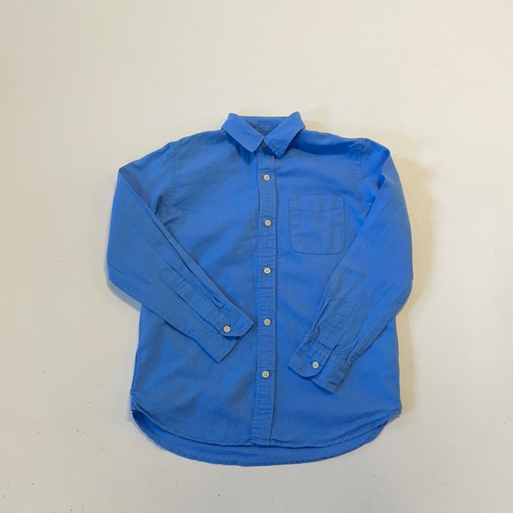 Gap Kids boys M (8) blue linen blend button down long sleeve shirt